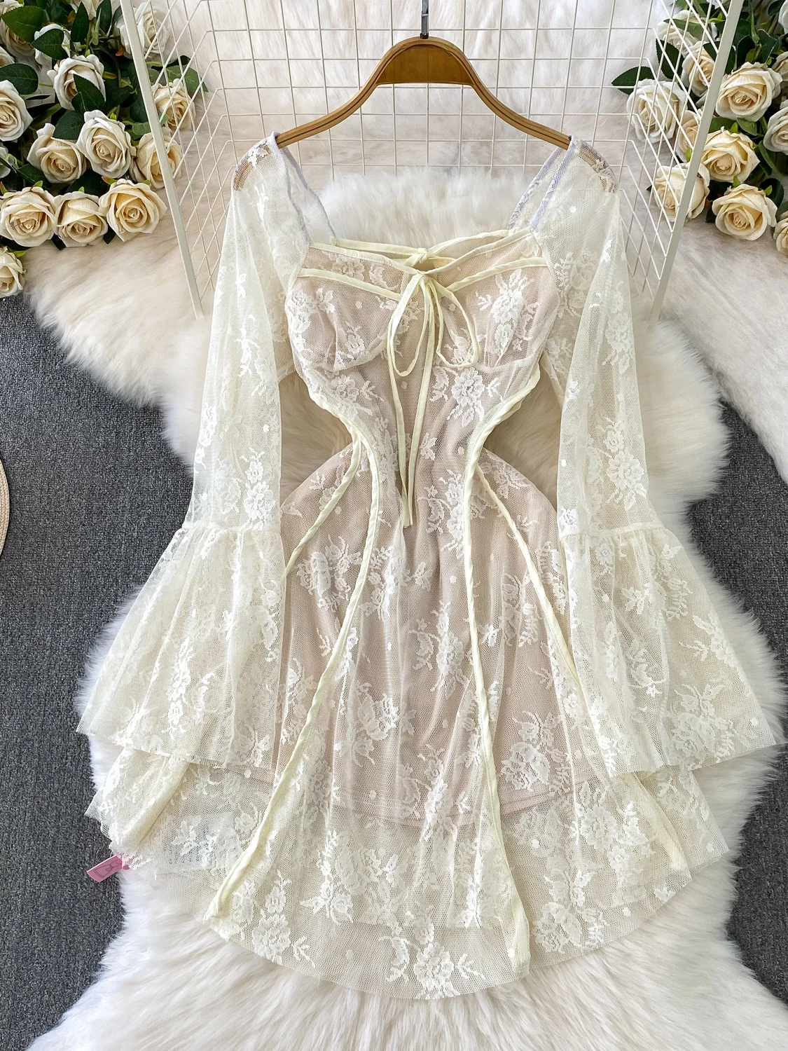 

Ele Lace Sve Dr, женская осенне-зимняя сексуальная утягивающая юбка-миди с поясом, длинная юбка-миди с квадратным воротником