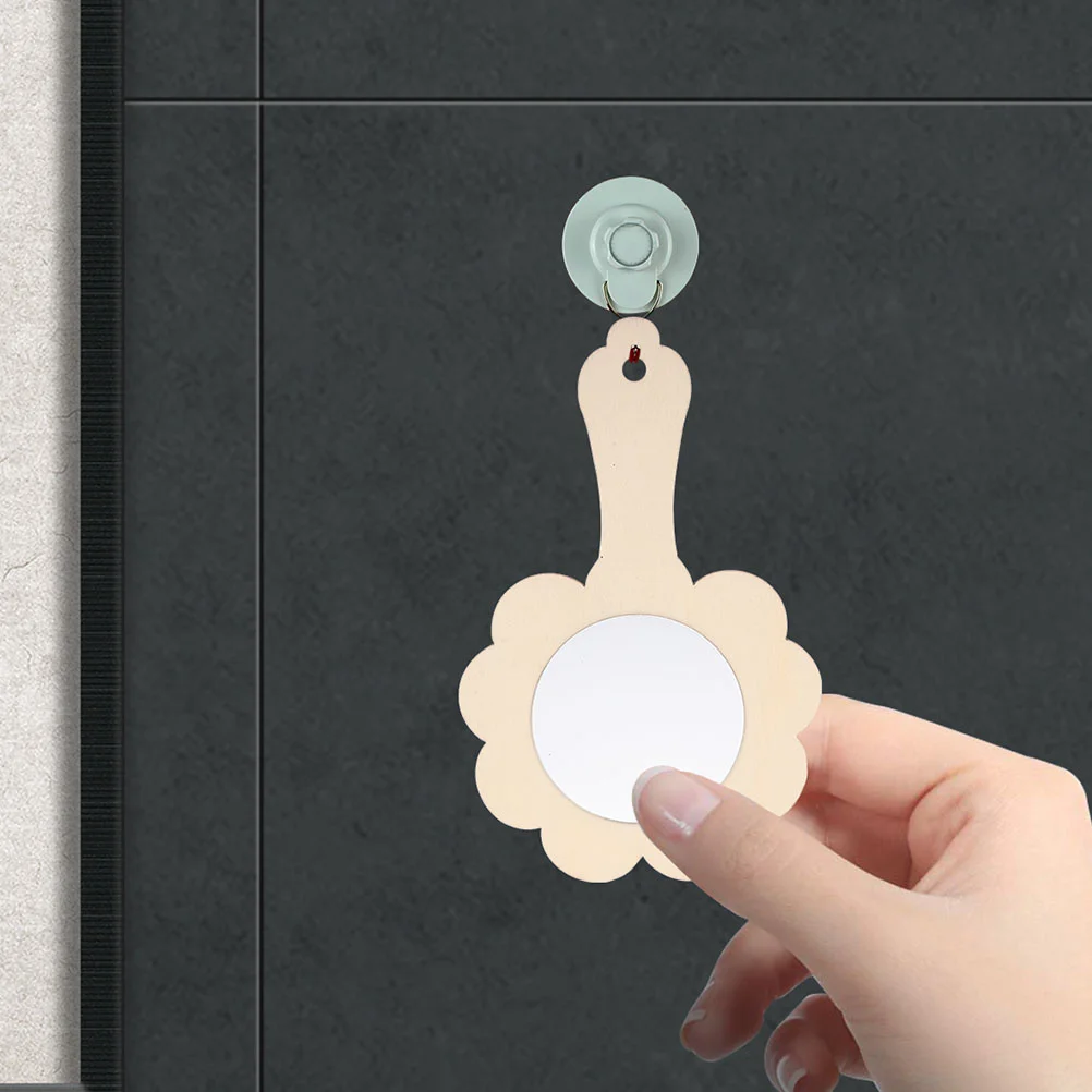 5 قطع مرآة خشبية محمولة غير مطلية دهان داي مرايا فارغة للنشاط العائلي التعليمي مرآة خشبية ذاتية الصنع