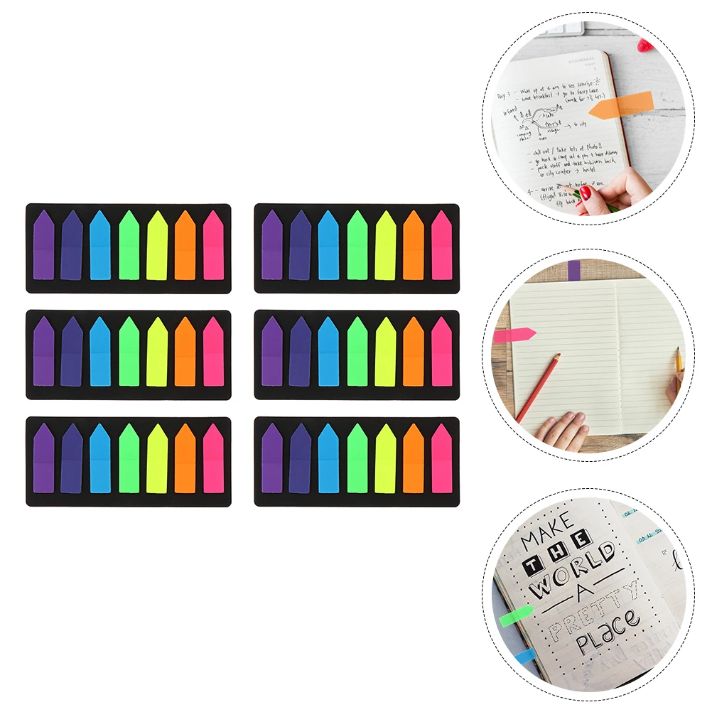 

6Sets Multi-Function Memo Pads Tearable Notepads Index Label Stickers Writable Decals Book Markers Office Home Use