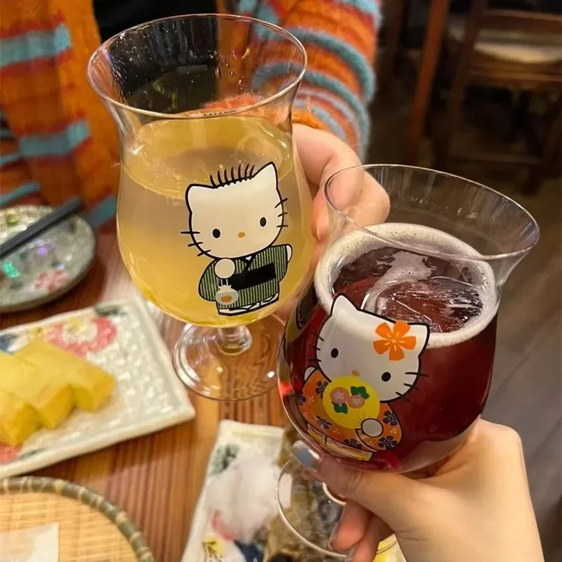 Hello Kitty Glass Couple Cute and Good-looking Valentine's Day Gift Holiday Surprise Home Water Cup Cold Drink Juice Drink Cup