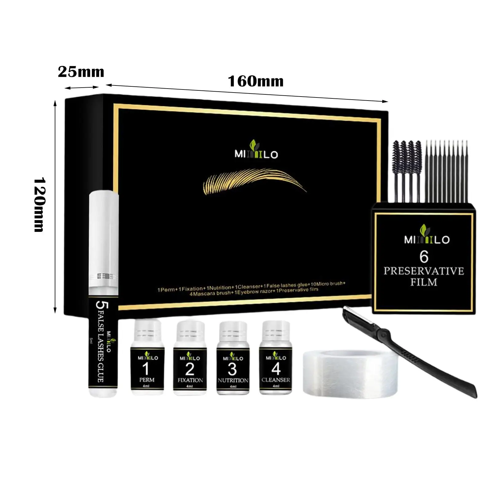 Kit de levantamento de sobrancelha de cílios, sobrancelha de laminação de sobrancelha enrolada instantânea para uso doméstico