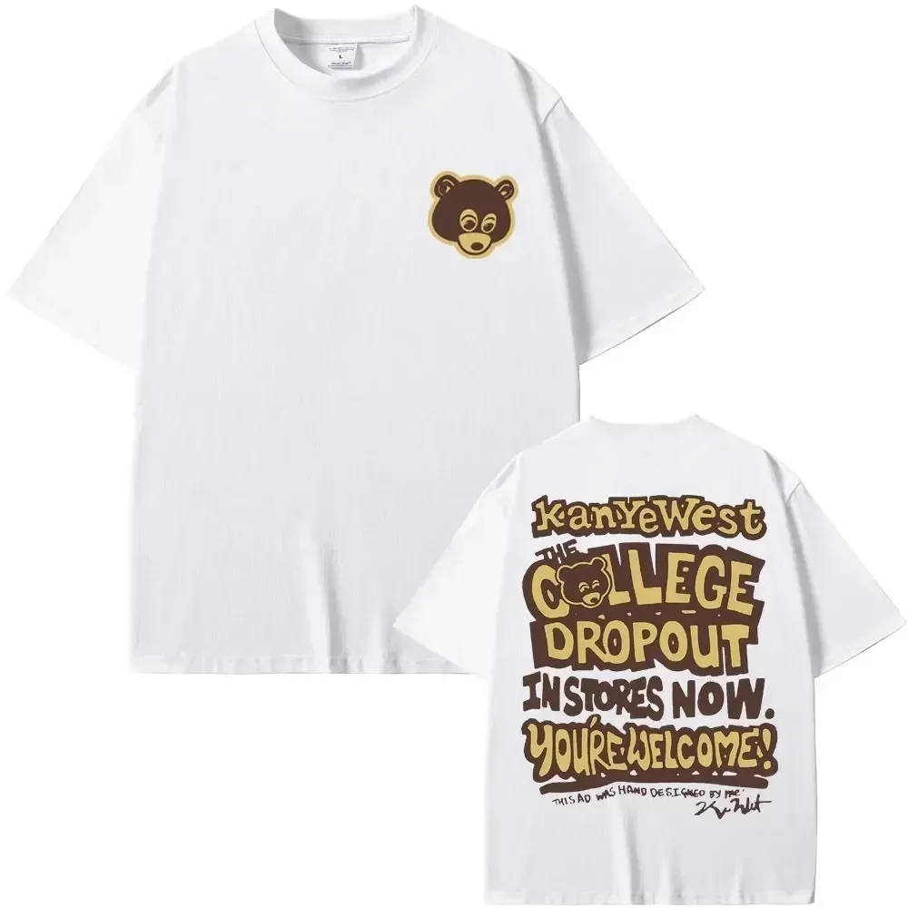 Najlepszy słynny Kanye West College Dropout Graphics T-Shirt Plus Size Męski Damski Hip Hop Rap Vintage T-Shirt Męski T-Shirt