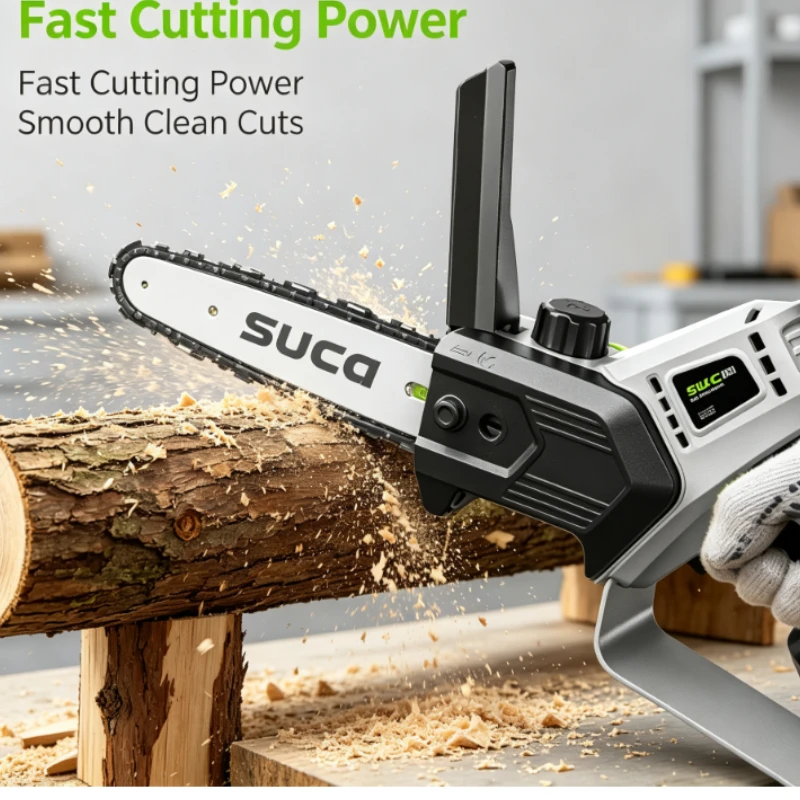 Shuchang rechargeable chainsaw household small handheld saw lithium chainsaw small firewood high branch tree cutting saw