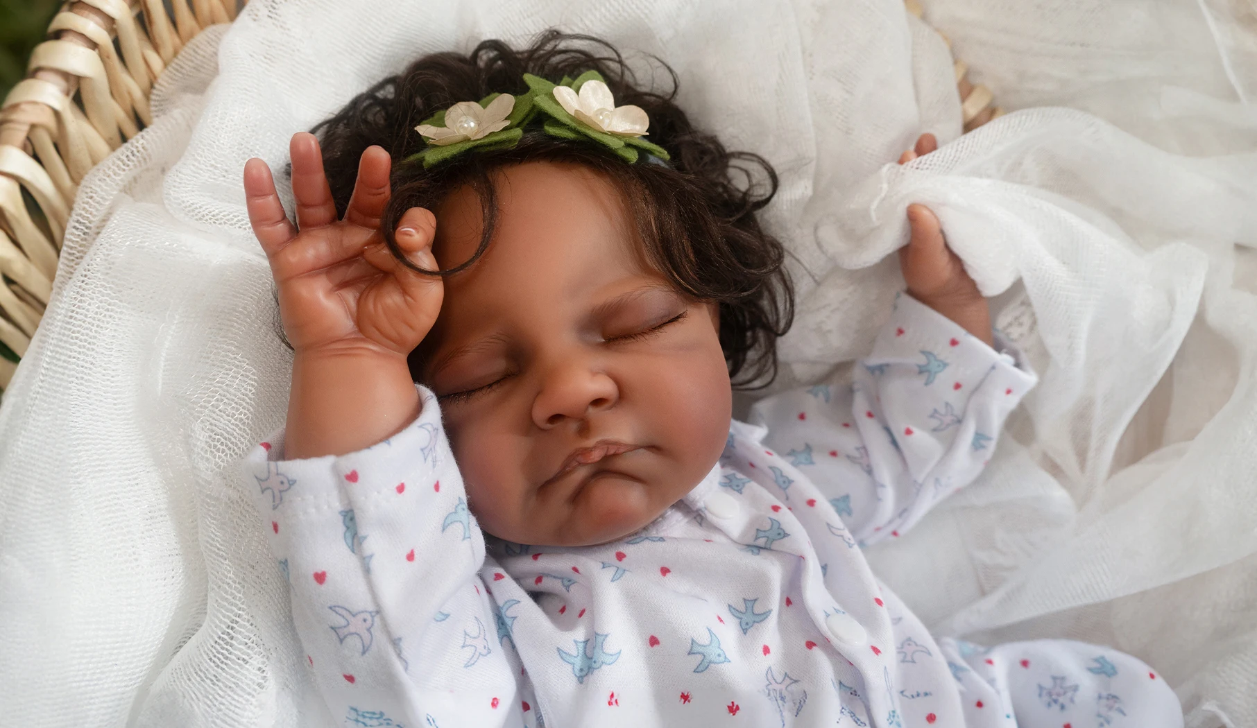 21'' August Reborn Doll Kit, Already Painted Sleeping Baby, 3D Skin Visible Veins, With Cloth Body