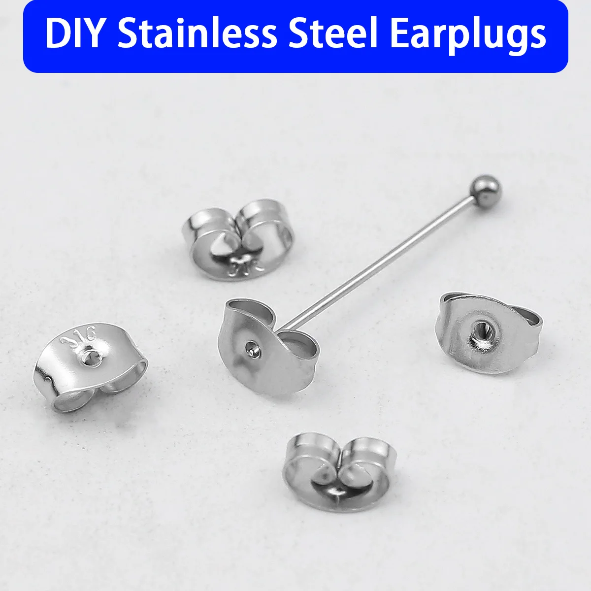 3x6mm 100-500pcs Loose Earplugs Stainless Steel Metal Ear Stud Caps For Jewelry making DIY Earrings Decoration Accessories