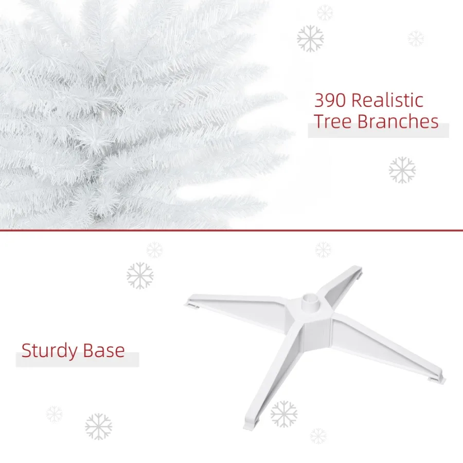 6 Fuß künstlicher Bleistift-Weihnachtsbaum, schmaler Weihnachtsbaum mit 390 realistischen Zweigspitzen und Kunststoffständer, weiß