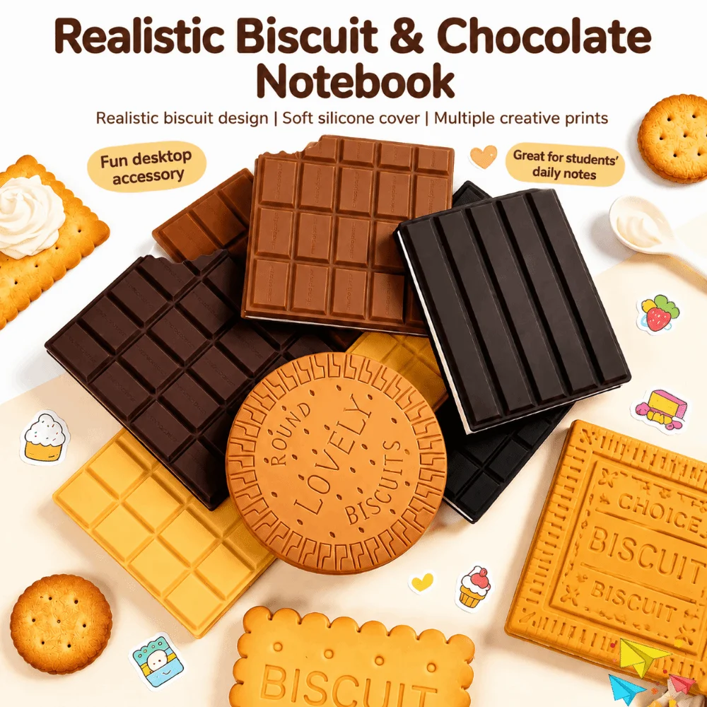 Durable Chocolate/Cookie Shape Notebook with Scent Blank Inner Pagers Pocket Journal Cookie Shaped Notebook School Office