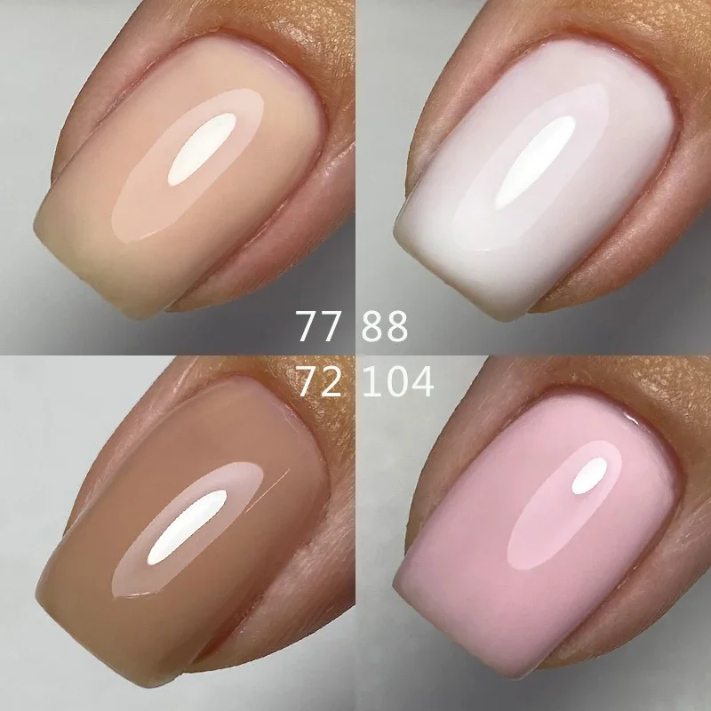 MSHARE 6pcs Camouflage Rubber Base Gel Polish Milky Rose White for Nails  Nail Gel Color Coat 10ml UV LED Gel