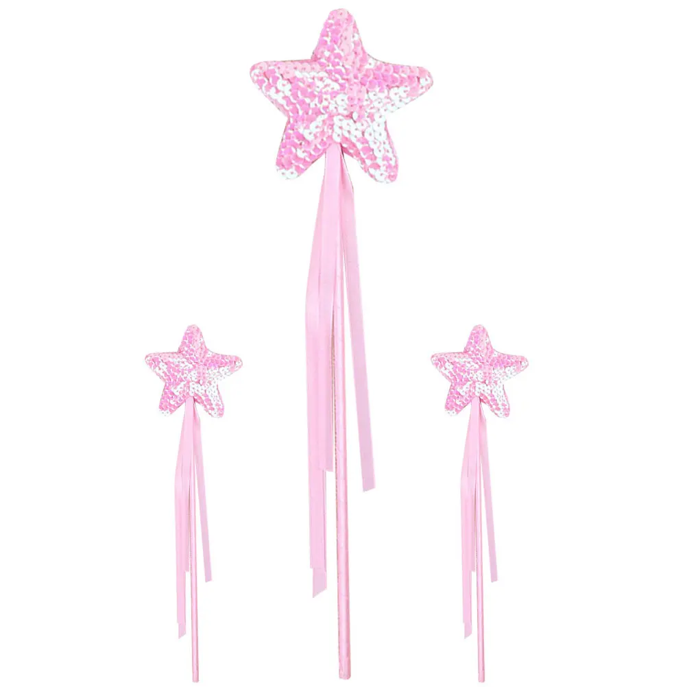 

3 Pcs Make up Sequin Baby Kids Gifts Glitter Plastic Angel Fairy Wands Sticks