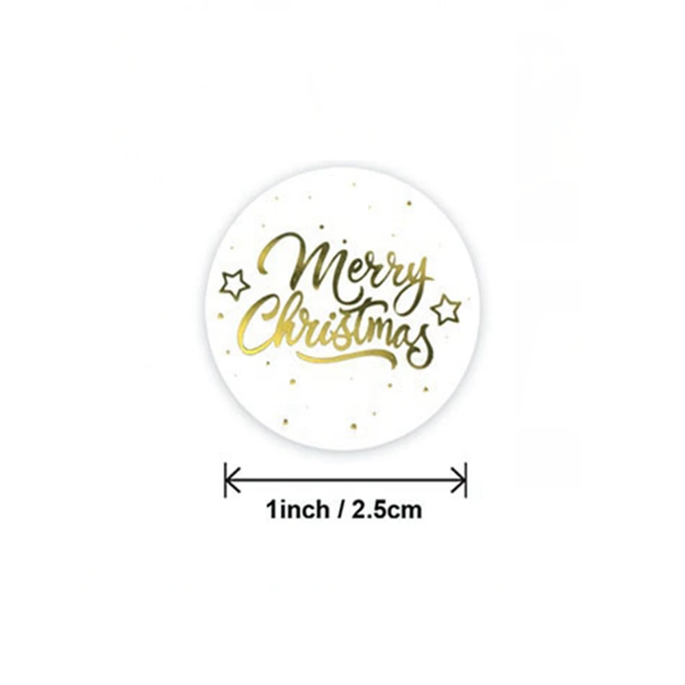 500pcs/roll 1inch/2.5cm Clear Merry Christmas Stickers Presents Cards Tag Self Adhesive Seals Label Scrapbooking Stickers