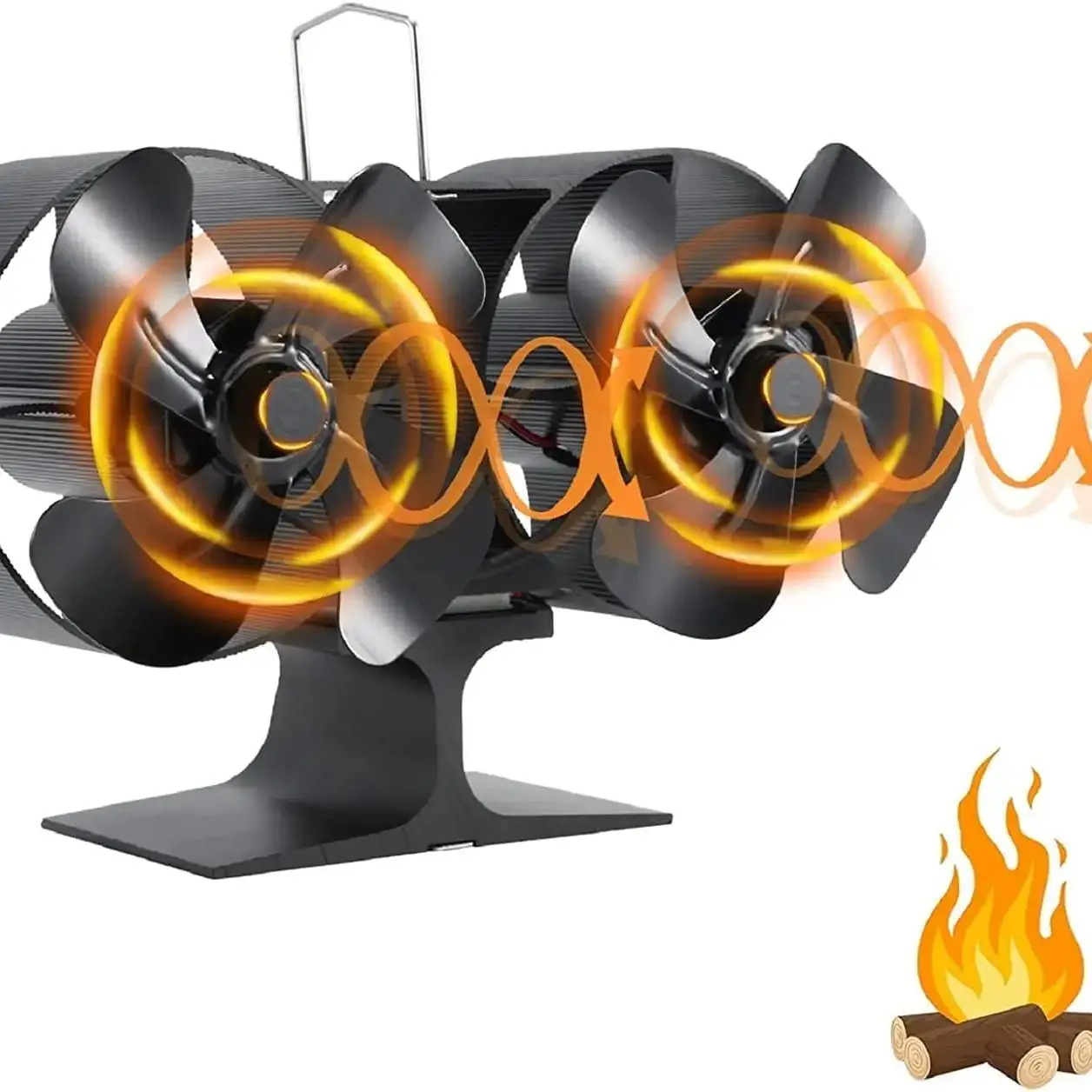 Wood Stove Fan with Double Motors, Stove Fan Heat Powered, Fireplace Fan, Wood Stove Accessories Non Electric Fan