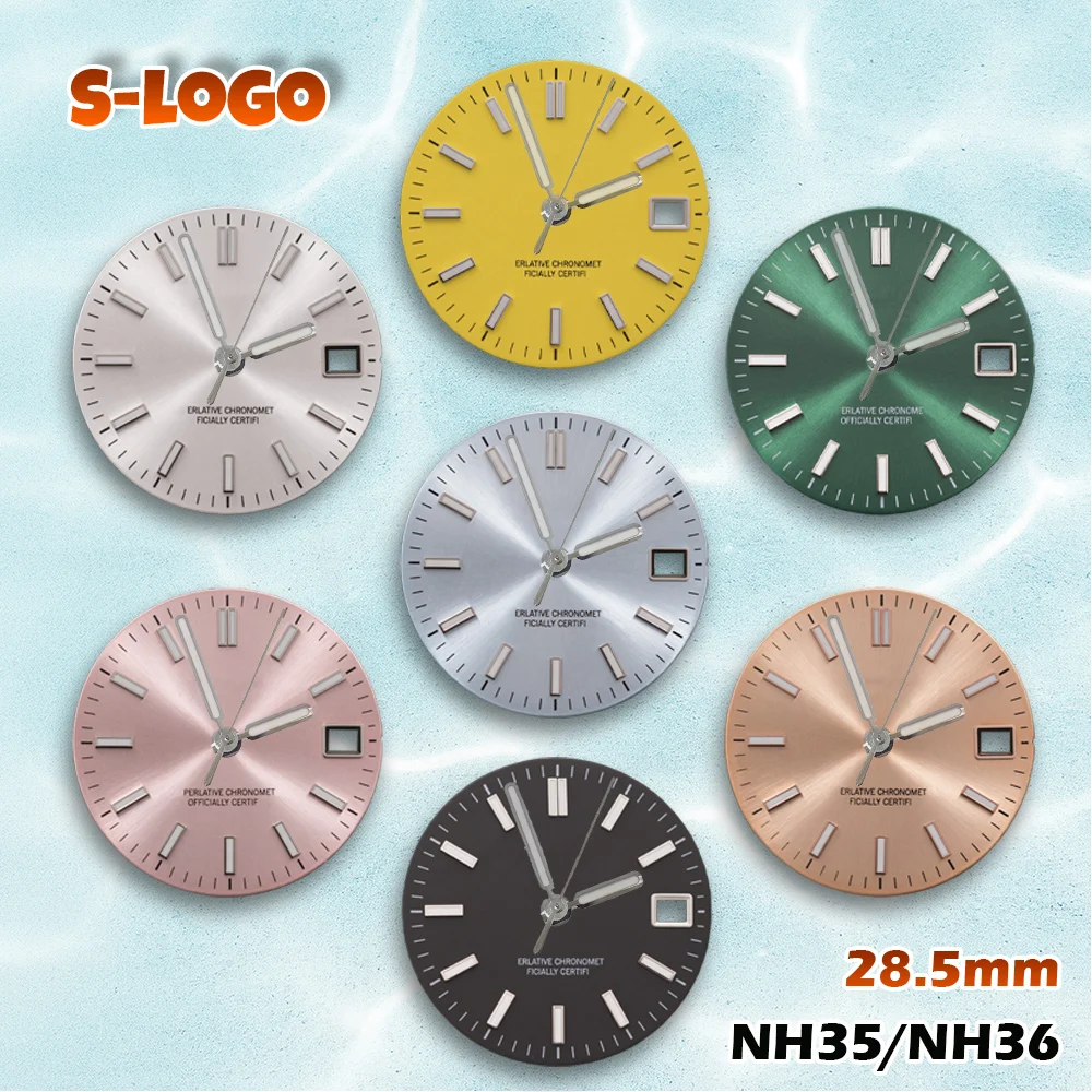 

NG S Logo 28.5mm Sunray Dial NH35/NH36/4R/7S Movements Blue Luminous Watches for men Watch Modification Accessories
