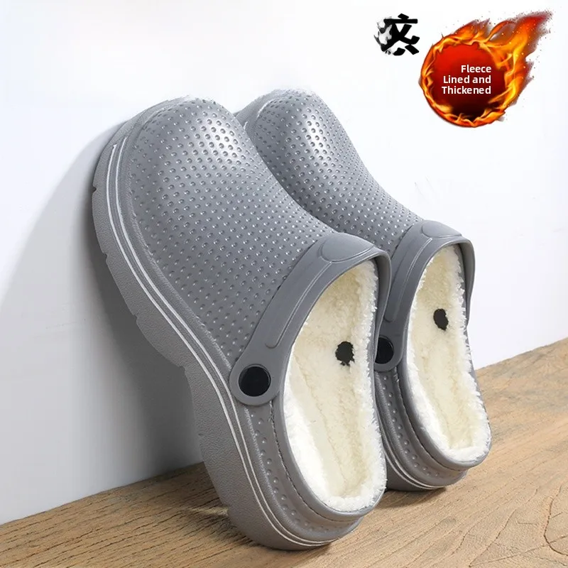 

Waterproof Cotton Slippers Men's Winter New Indoor Home Thi Bot Anti-slip Wear-resistant Fce Warm Cold-proof Couples ...