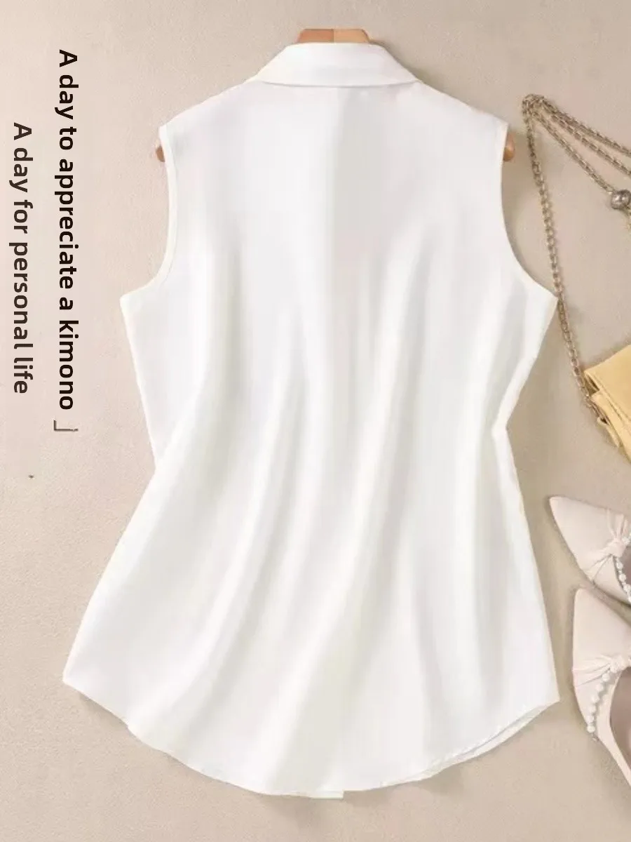 حجم كبير ملابس داخلية نسائية بيضاء فضفاضة Svel irt Ele زر علوي لون نقي بوليستر للتنقل Sle خريف جديد...