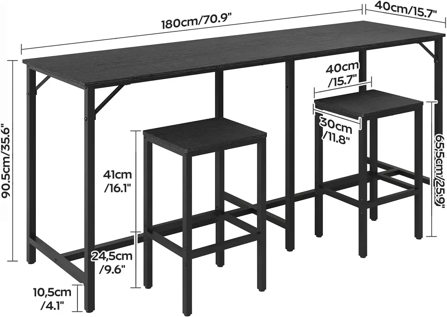 [New Arrival!]70.9" Bar Table and Chairs Set, Dining Table and Chair Sets, 3 Piece Counter Height Table and 2 Stools, Kithcen Ta