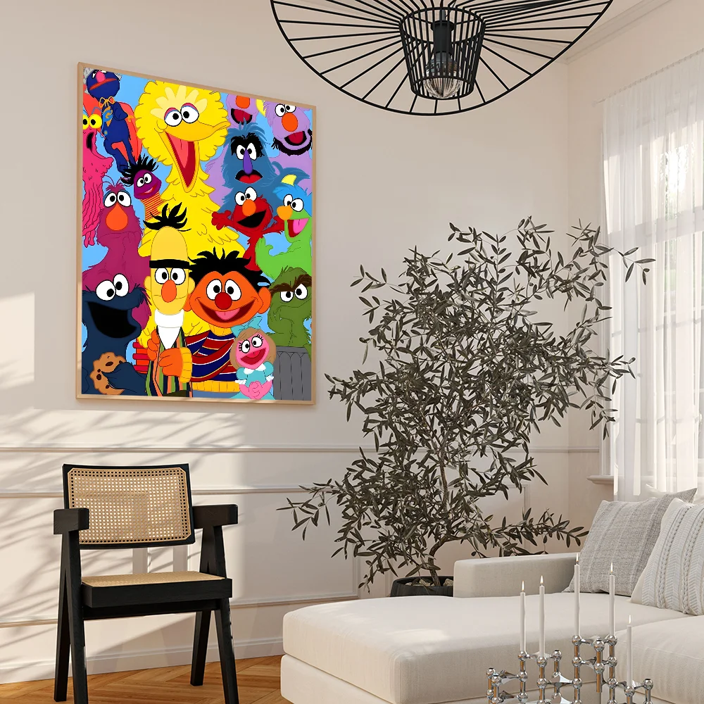 Sesame Cartoon Street Cookie Anime Good Quality Prints and Posters Vintage Room Home Bar Cafe Decor Aesthetic Art Wall Painting