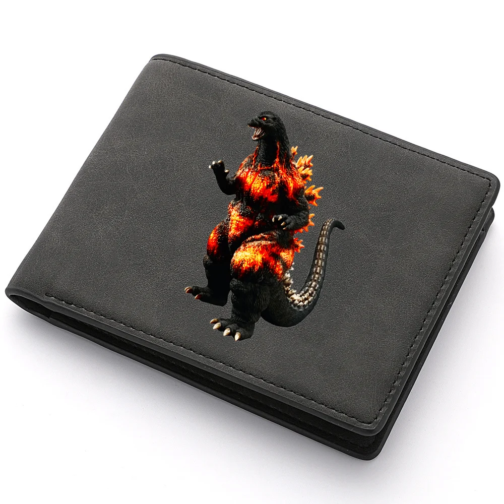 Kawaii Monster Godzillas Men's Short Wallet Purse PU Leather Zipper Coin Bag Credit ID Cards Multifunctional Photo Holder Wallet