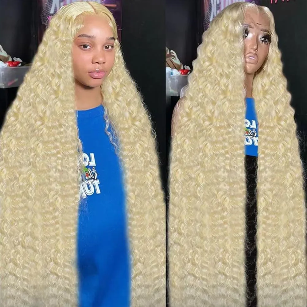

613 Honey Blonde Deep Wave 13x6 HD Lace Frontal Wig Brazilian PrePlucked Curly 13x4 Blonde Transparent Lace Front Human Hair Wig
