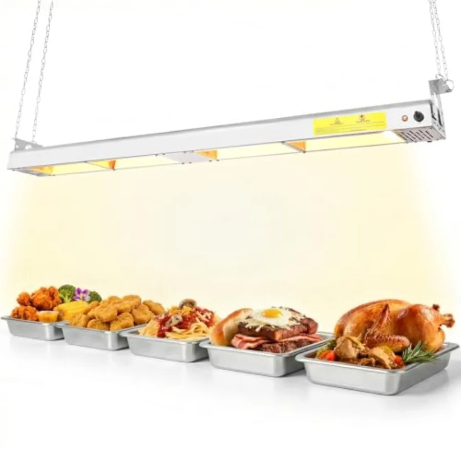 

55-Inch Food Heat Lamp for Restaurant Buffet Parties Kitchen - Stainless Steel Silver 1400W Commercial Overhead Electric Strip