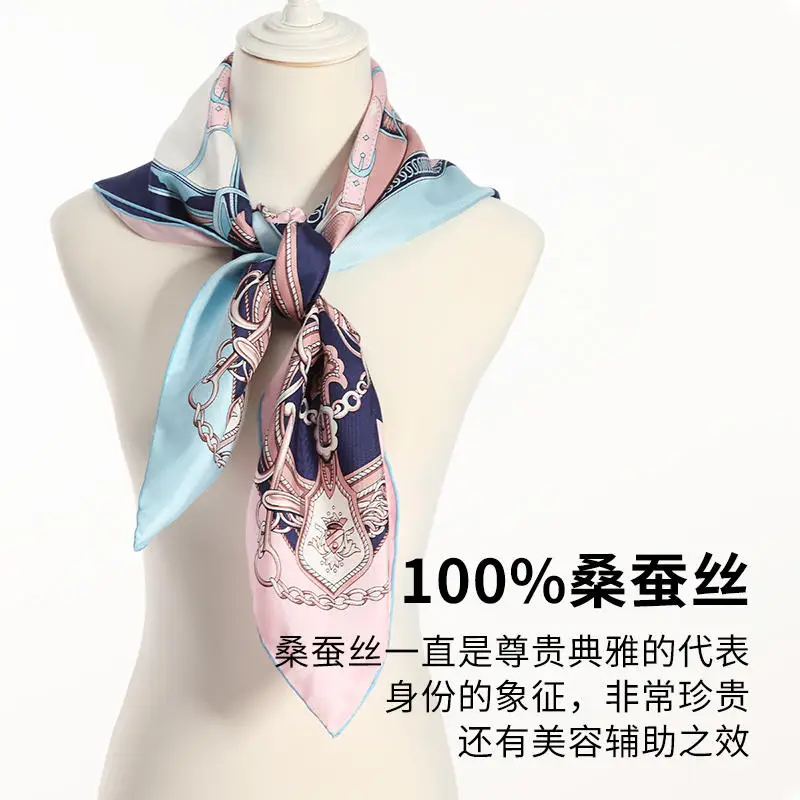 Women 100% Silk Head Scarves Hijab 14mm 90 Silk Scarves Wraps Foulard Echarpe