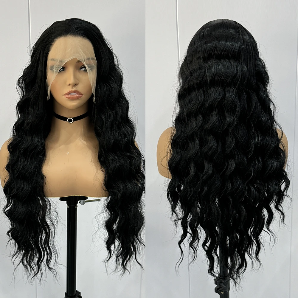 Synthetic Lace Front Wigs For Women Black Loose Curly Cosplay Wig Long Hair Role Play Wig Lace Front Natural Hairline Glueless