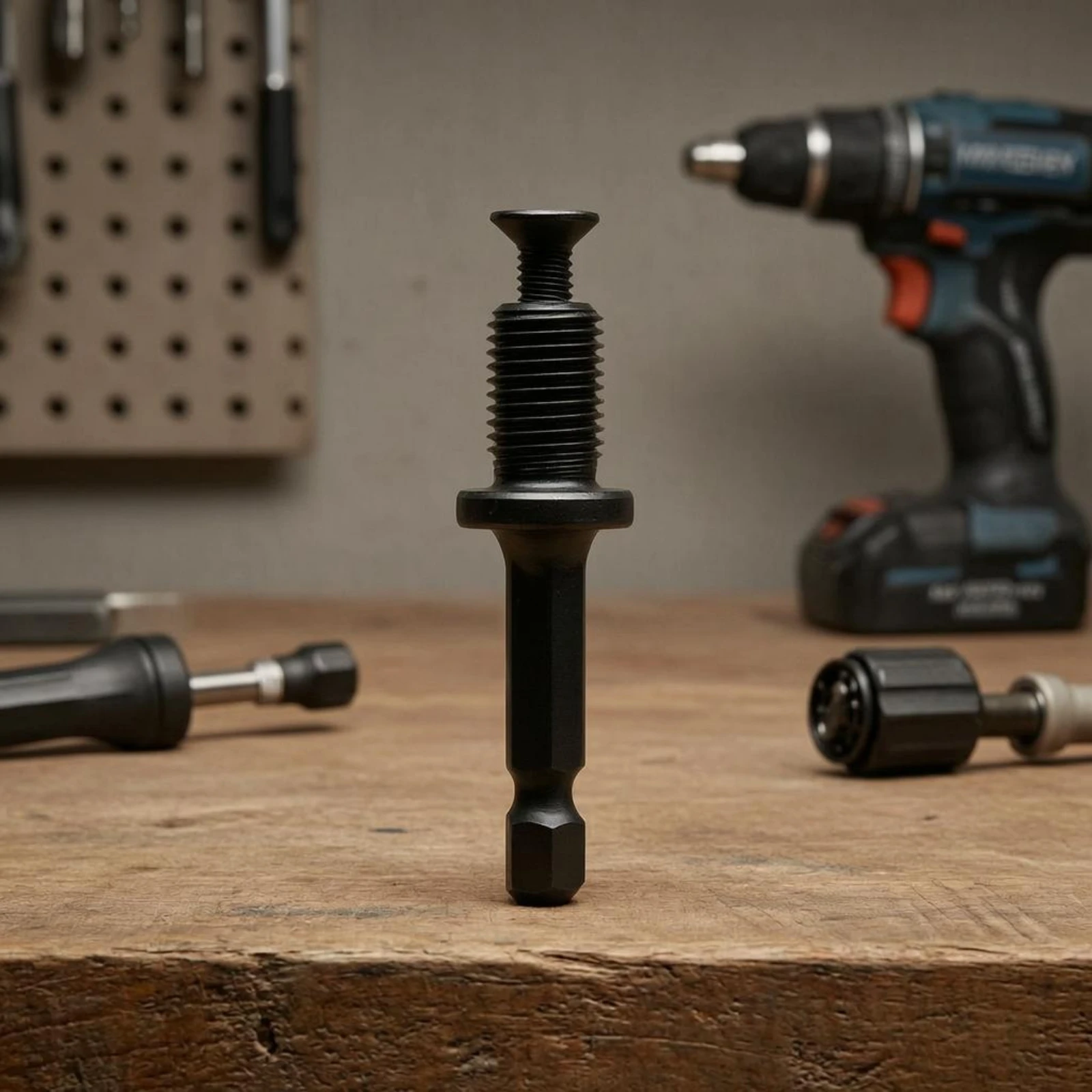 Threaded Drill Chuck Adapter Machined Drill Chuck Adapter Connecting Shaft Compact Tool Accessory Dark Finish