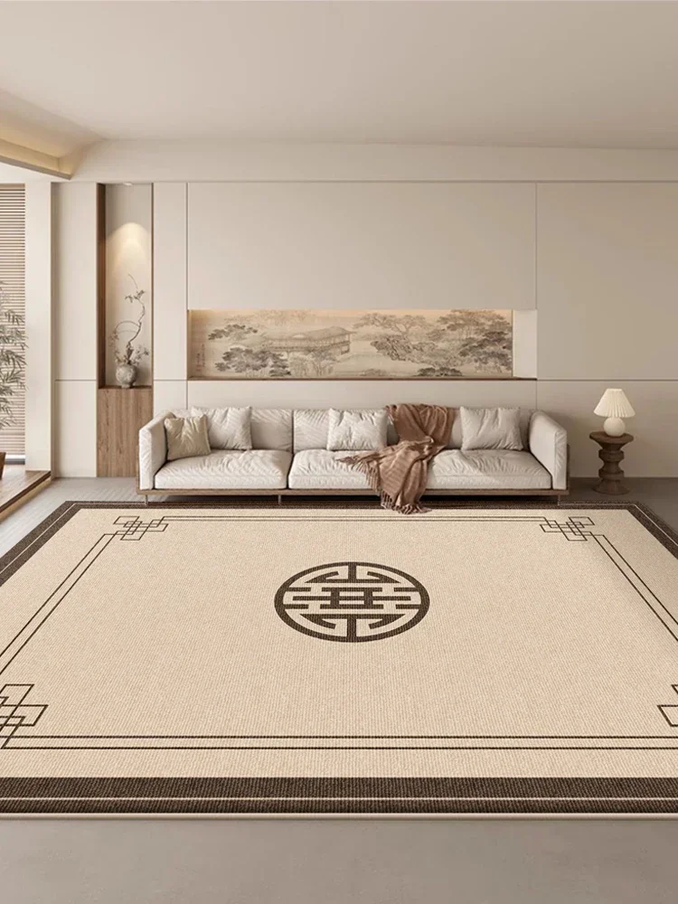 Retro New Chinese Carpet Art Luxury Living Room Decorative Carpets Minimalist Comfortable Bedroom Rugs Washable Easy Clean Rug