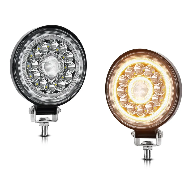 4 بوصة أضواء LED مستديرة للطرق الوعرة، أضواء عمل جرار LED 140W 14000Lm 9-30V على الطرق الوعرة القيادة الضباب الخفيف القرون سهلة التركيب