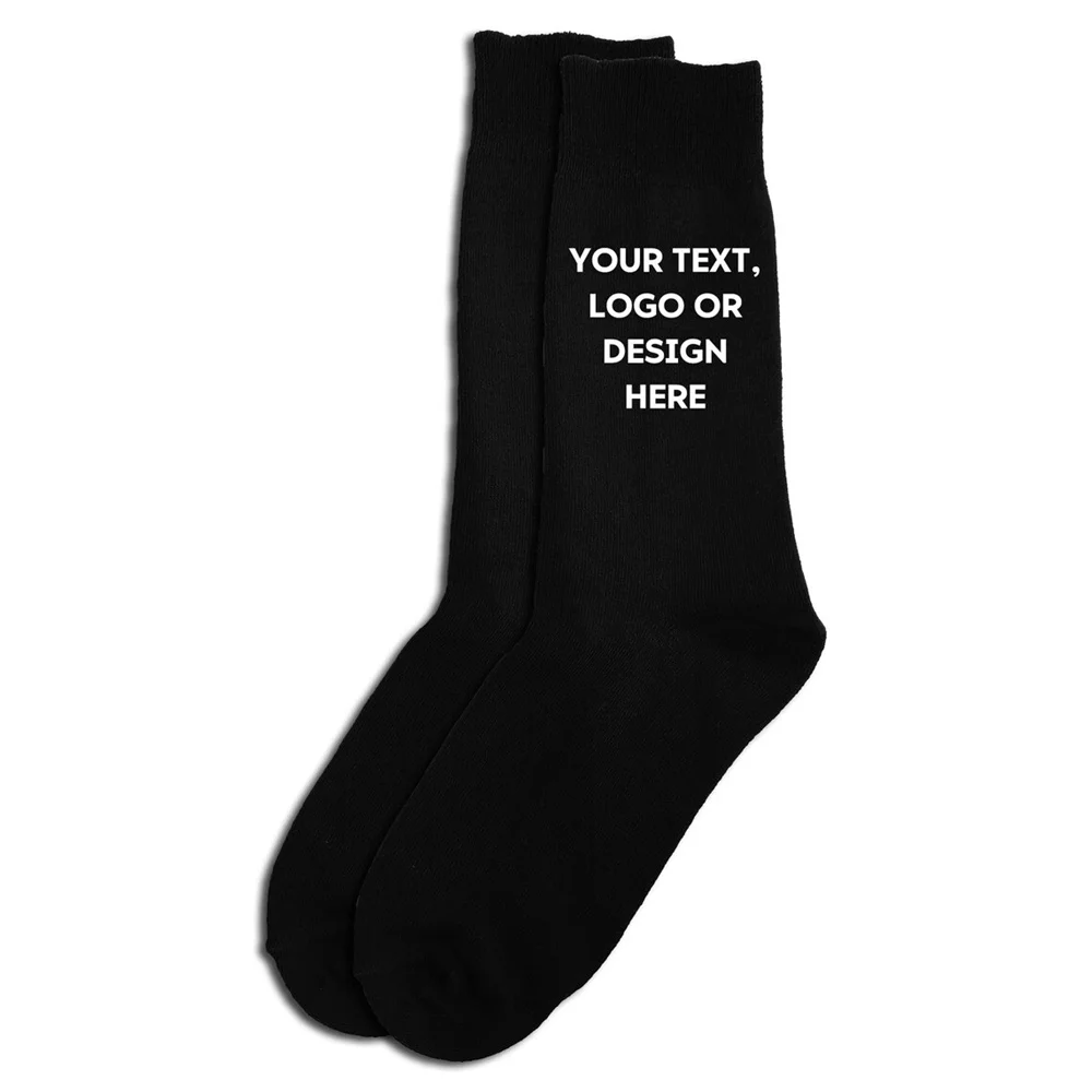Kişiselleştirilmiş herhangi bir isim metin resmi Logo tasarımı yenilik çorap çifti-siyah-boyut 6-12
