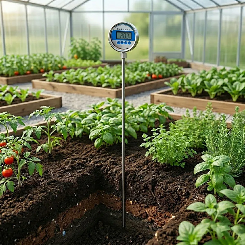 Handheld Compost Temperature Sensor PT100 Thermal Resistance Stainless Steel Digital Thermometer for Agriculture Monitoring