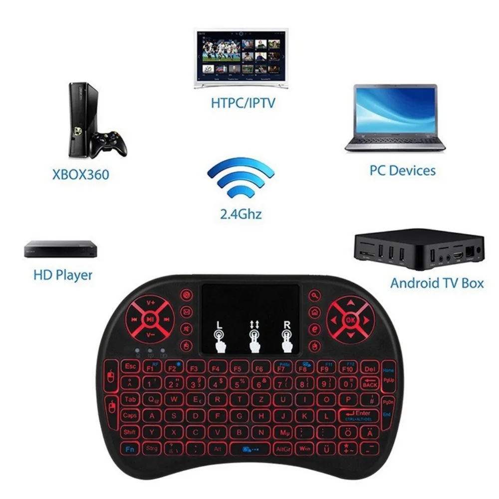 I8 لوحة مفاتيح لاسلكية صغيرة 2.4G Air Mouse لوحة اللمس عن بعد لـ Android TV Box PC Smart TV