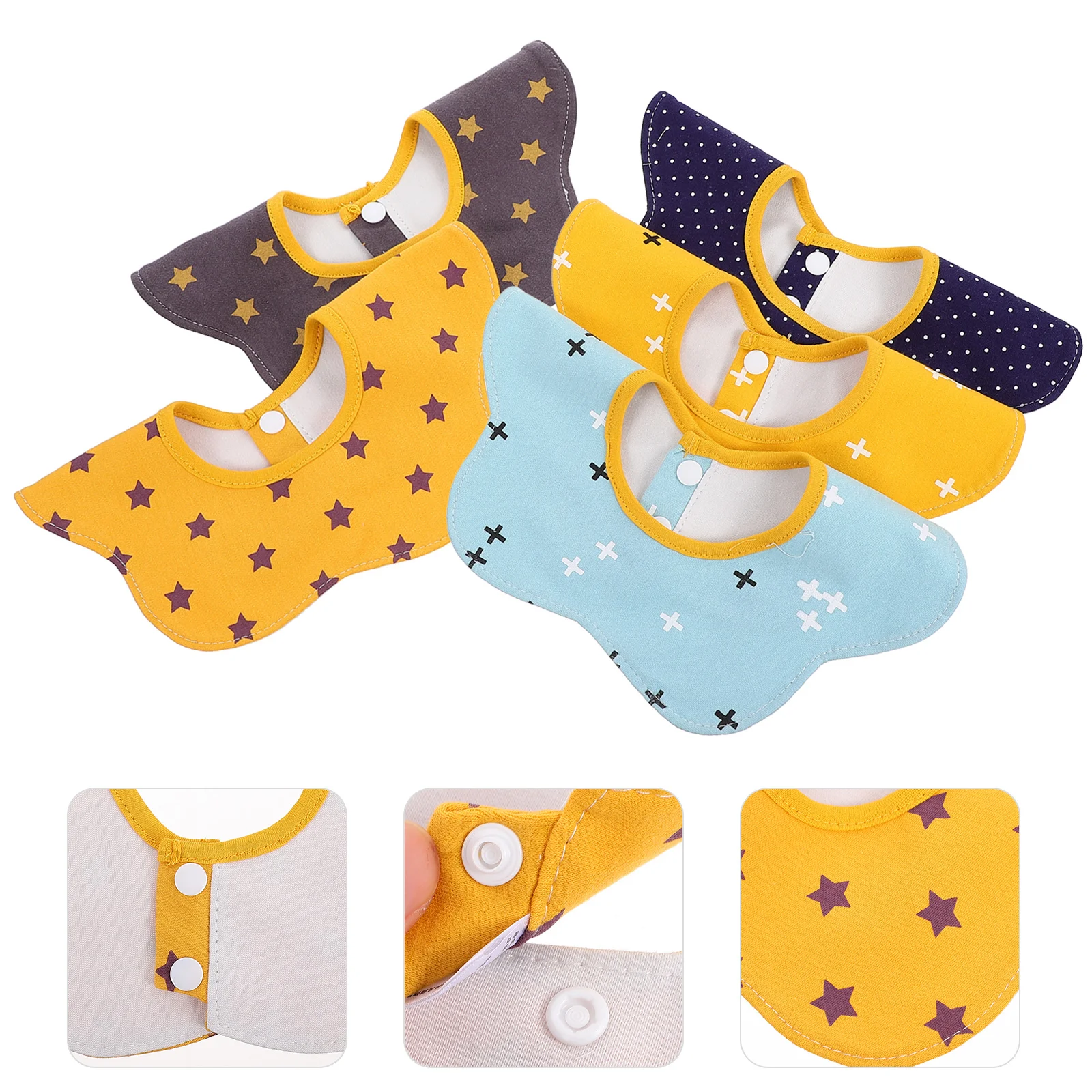 

5Pcs Baby Waterproof Bib Durable Cotton Drool Saliva Towel Newborn Infant Teething Dining Bib Baby Saliva Towel