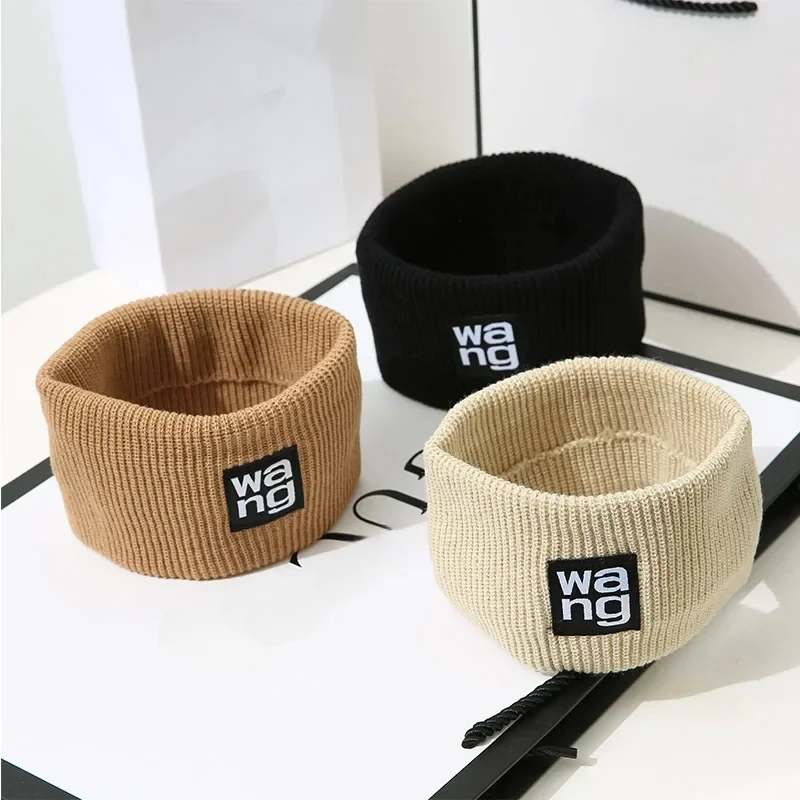 Winter Warm Wide Headband for Women High Quality Cotton Woolen Warm Forehead Knitting Elastic Hair Band Hair Accessories