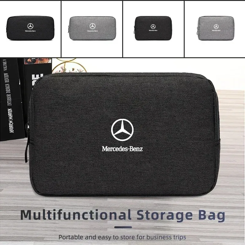 Car Digital Storage Bag USB Data Cable Organizer For Mercedes Benz AMG A B C E S Class A180 CLK CLA GLE W212 C200 C300 W204 W205