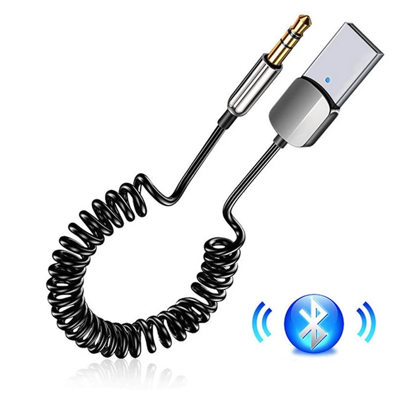 Adaptador receptor sem fio bluetooth 5.0, alto-falante para carro, mãos livres, entrada de 3.5mm, aux, áudio, música para carro, transmissor bluetooth