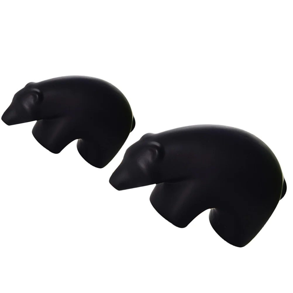 

2 Pcs Desktop Adornment Ceramic Polar Bear Household Personality Decorations Ornament