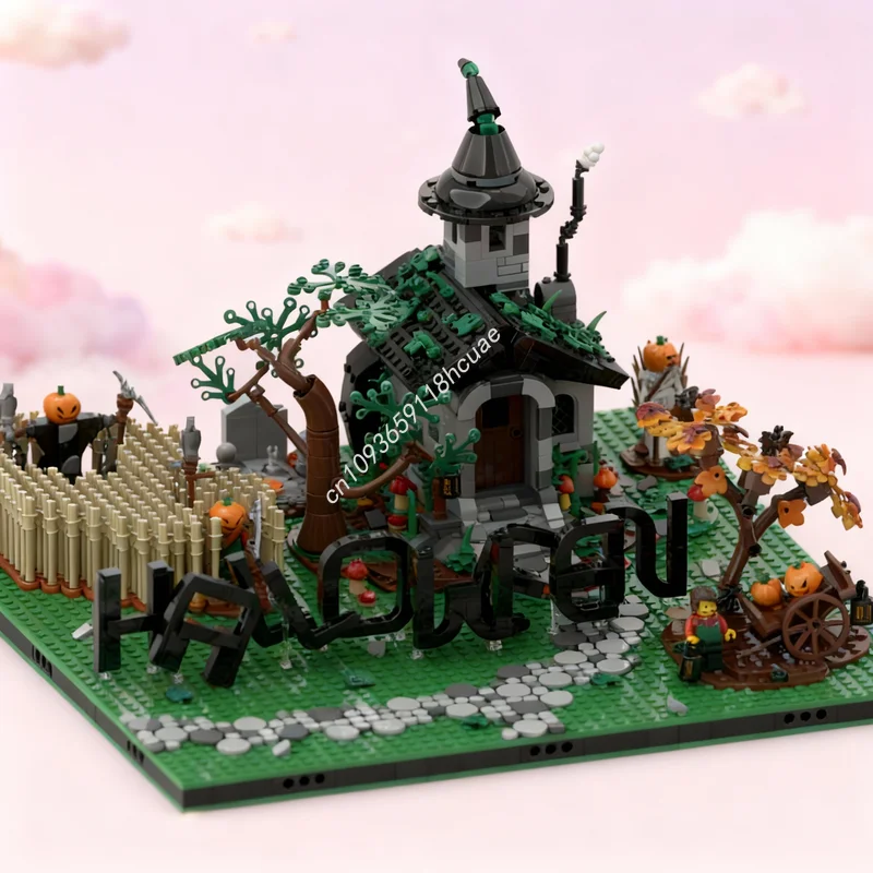 1968 peças MOC Diorama de Halloween Estacional, Blocos de Montar, Presentes de Natal, Brinquedos DIY, Ideia Criativa de Arquitetura, Educação com Blocos