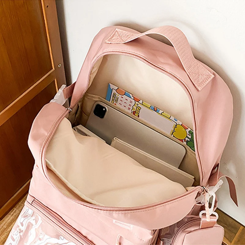 Large Capacity Transparent Backpack Fashion Itabag Multi-pocket Nylon Students School Bag Female Bags Harajuku Mochila XA345C