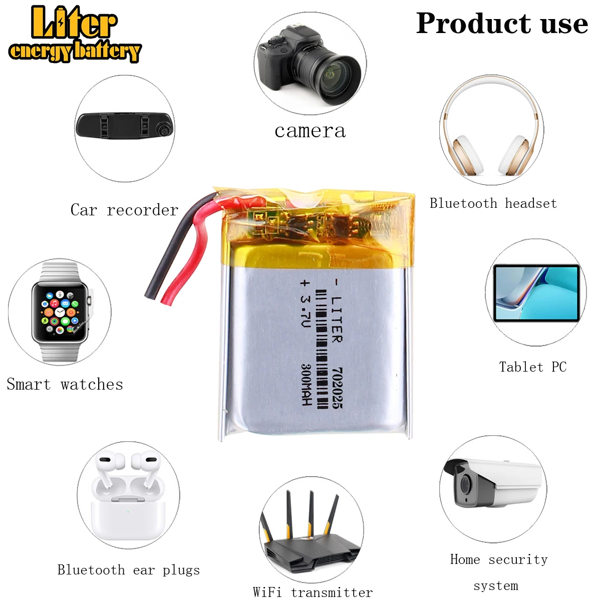 3.7V polymer lithium battery 702025 MP3 Bluetooth headset wireless headset wireless mouse 300mAH