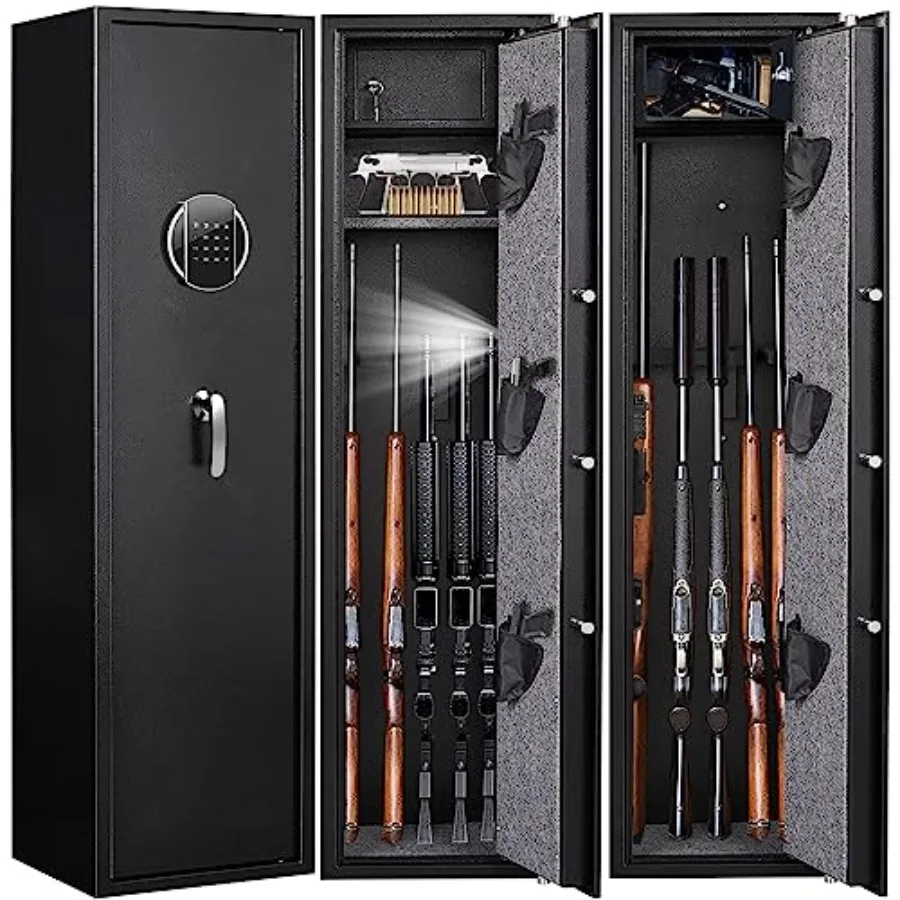 4-5 Gun Safe Gun safes for Home Rifle and Pistols Quick Access Rifle Safes for Shotguns Gun Cabinets with Adjustable Racks Larg