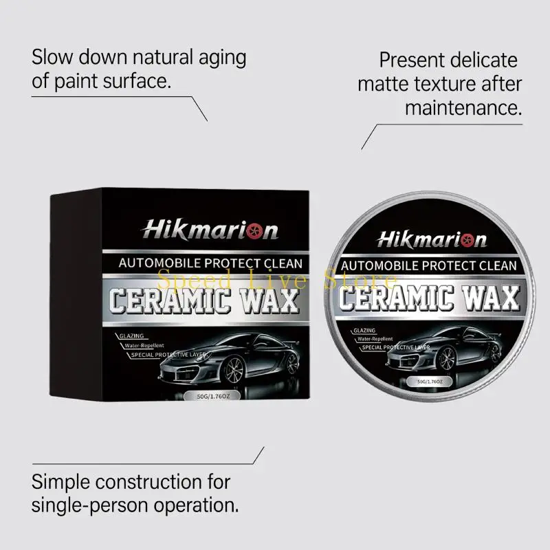 547C Ceramic Paint Detailing Set 50 g with Sponge Applicator and Cloth for Vehicle Exterior Finish Care, Manual Polish and Paint
