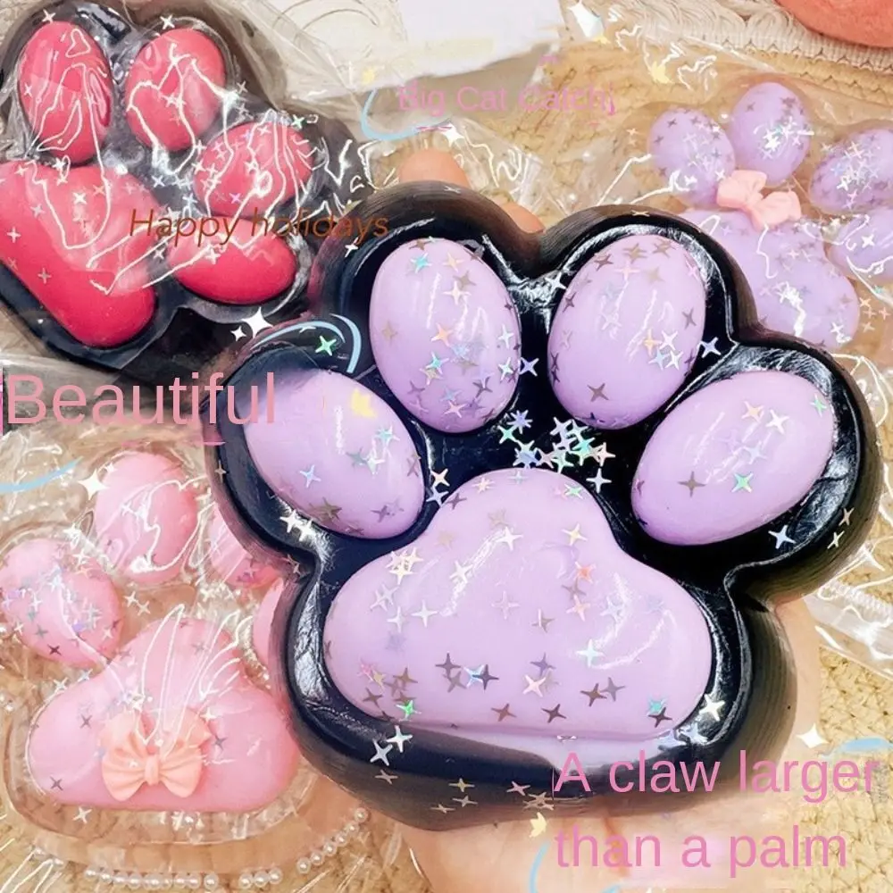 NOWOŚĆ Taba Squishy Cute Bowknot Cat Paw Squeeze Toy Miękka zabawka Mochi Antystresowa perła Cat Foot Slow Rebound Stress Relief Fidget Toy