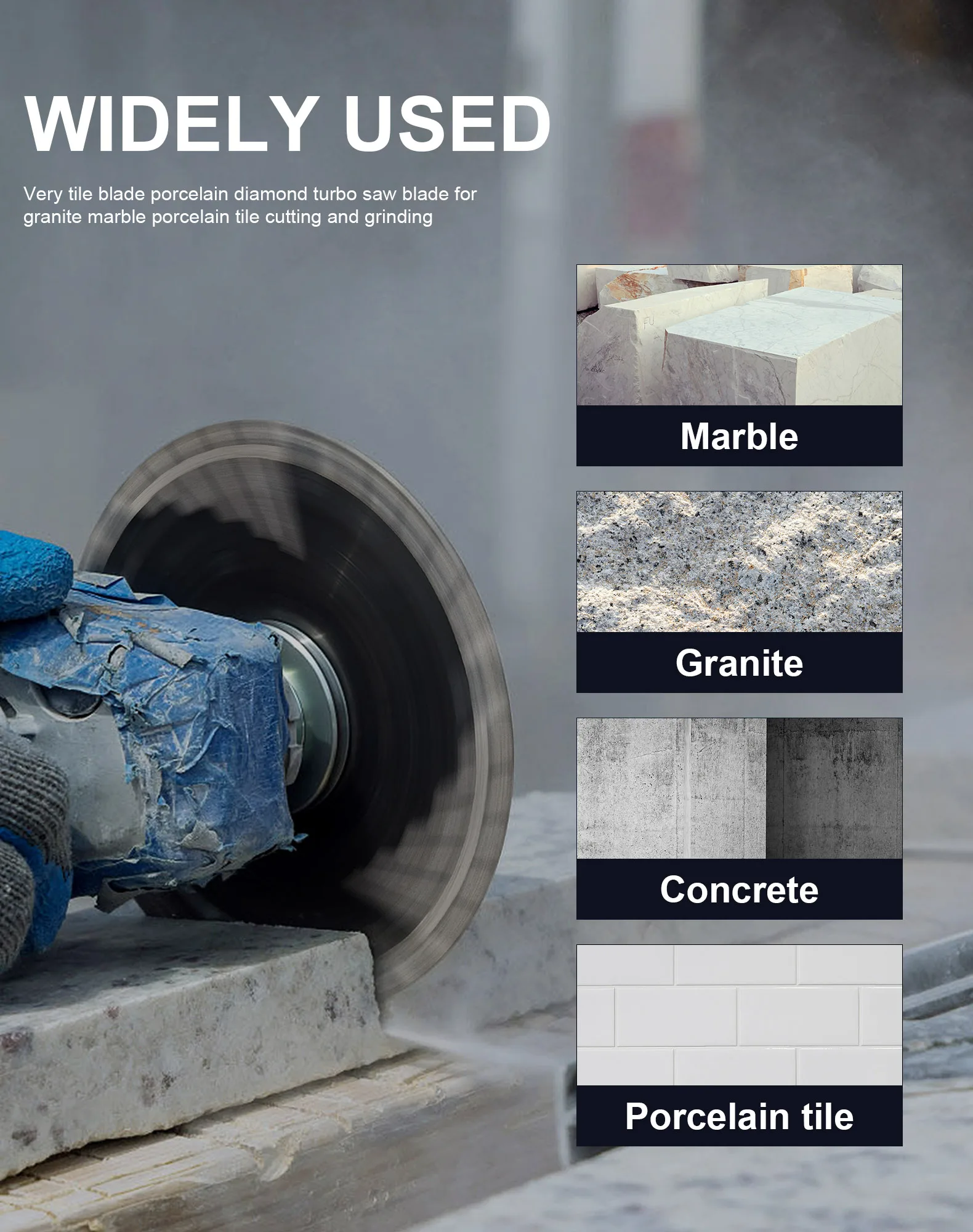 Disco da taglio diamantato da 6"/150 mm per granito, lama turbo in granito Lama diamantata per pavimentazioni di marmo granito Taglio a secco in calcestruzzo