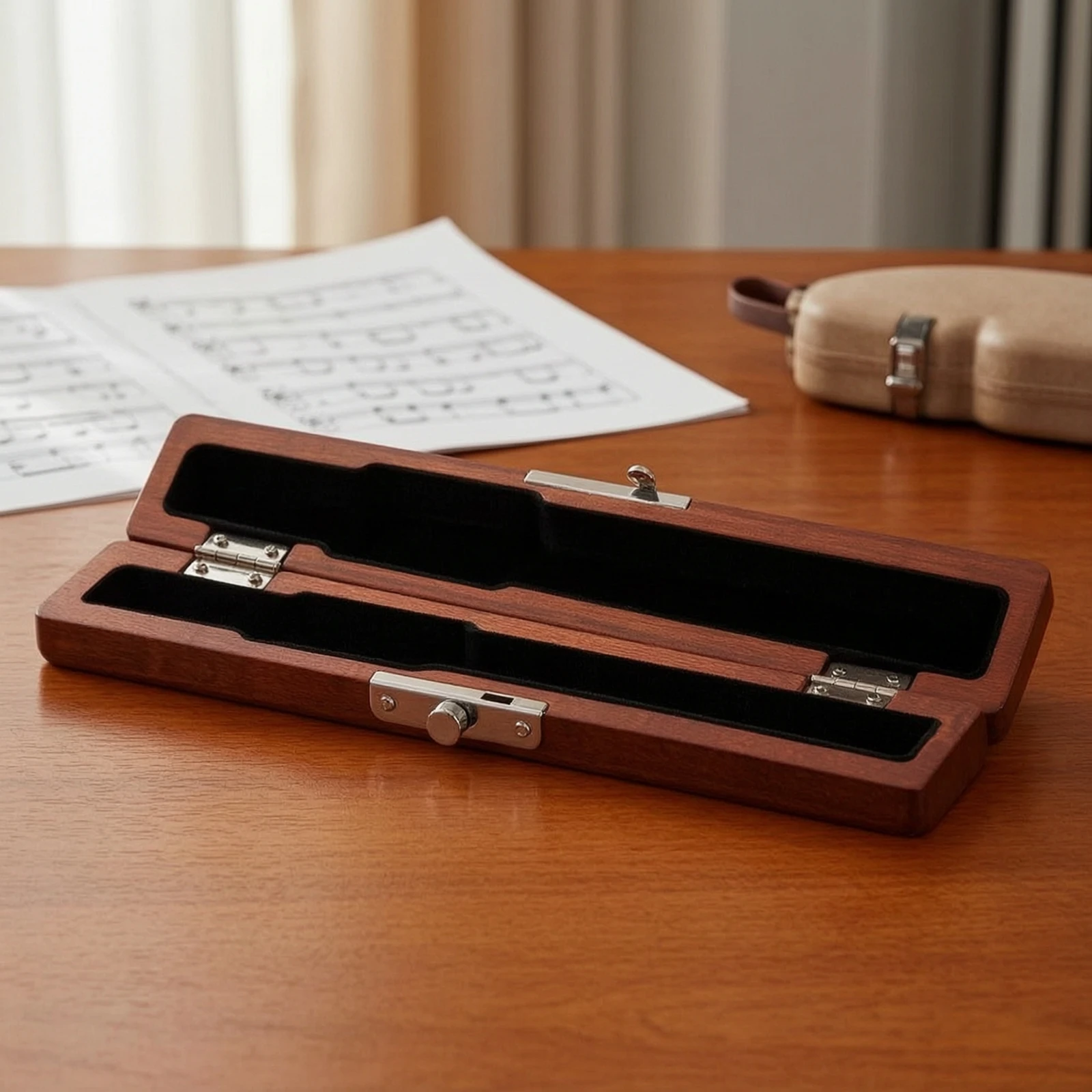 Flute Headjoint Case Safeguarding Flute Headjoint Case with Padding Wooden Box with Latch Portable Organizer Rectangular