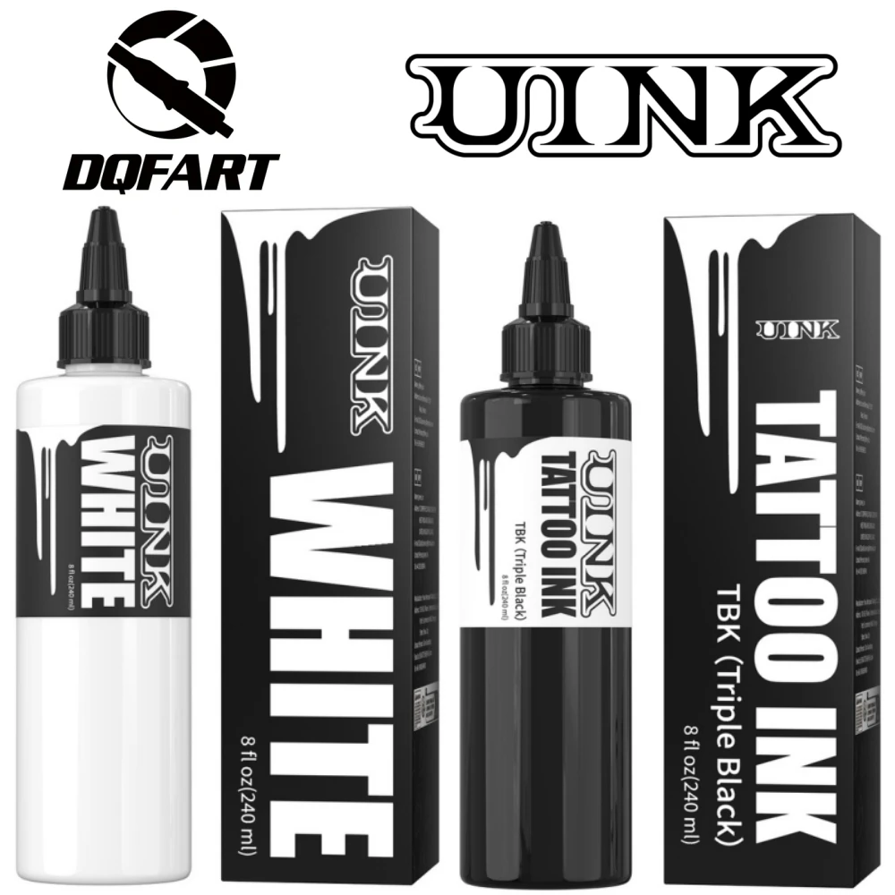 DQFART UINK Brand Hot 240ml/8floz White&Black Tattoo Ink Preferred High-quality Long-lasting Professional Artists Supplies
