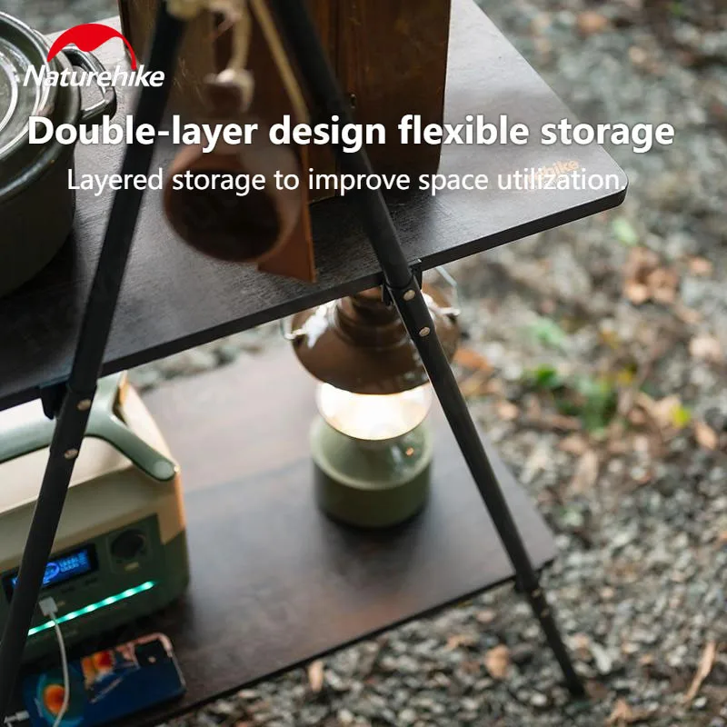 Naturehike 2-Layers Fiberglass Storage Shelf Plate Detachable Camping Portable Kitchen Supplies Storage Rack Organizer Storage