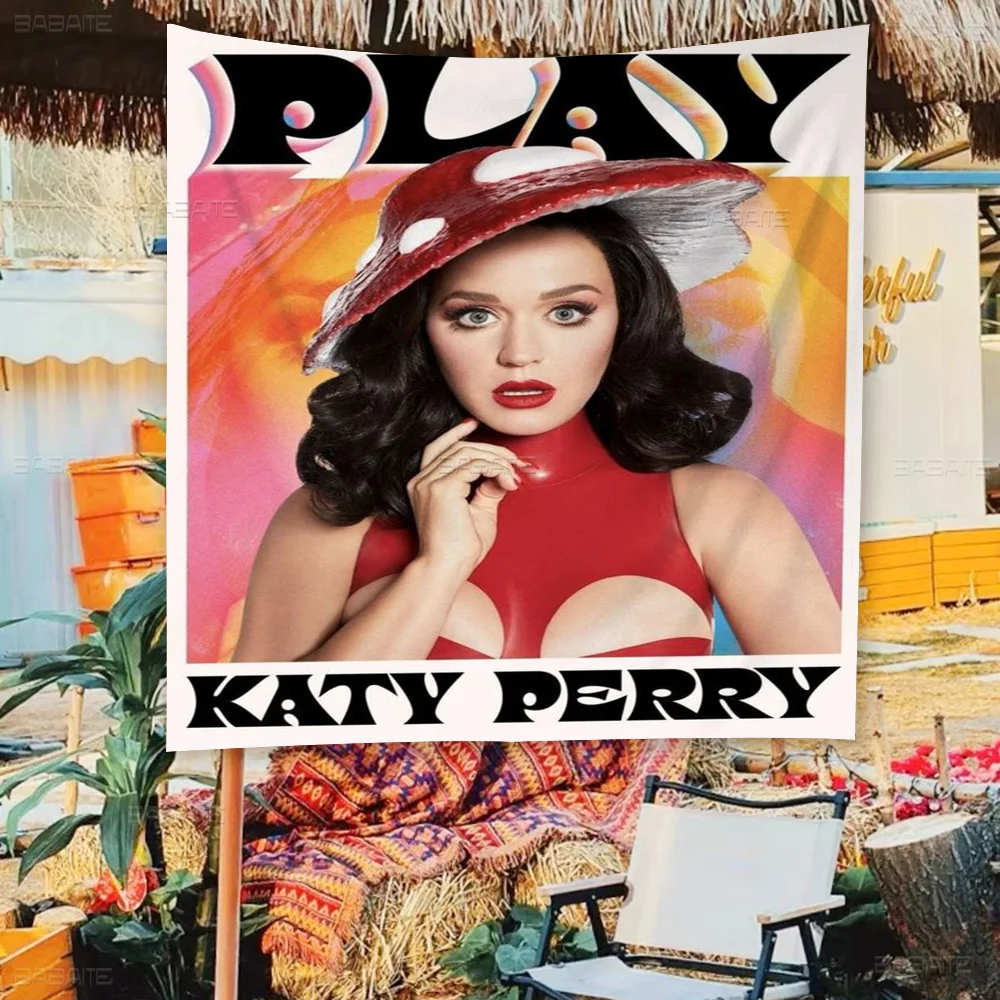 K-Katy Hot Singer P-Perry Banner Art Printing Japanese Wall Flag Anime Wall Hanging Home Decor