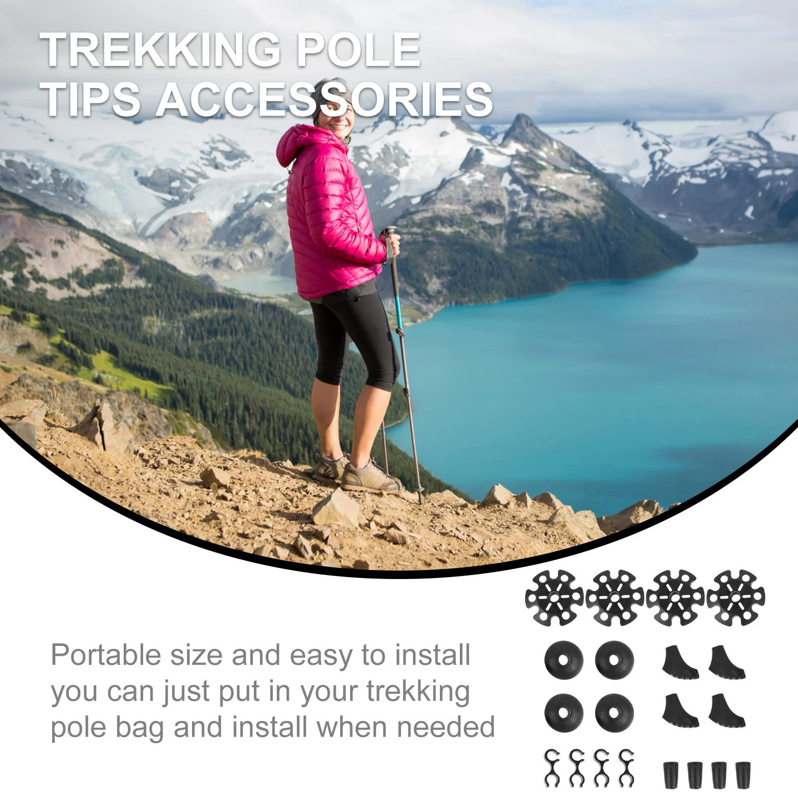 

20pcs Trekking Pole Tips Accessories Replacement Kit For Hiking Walking Stick Basket Mud Snow Durable Lightweight Portable Pole