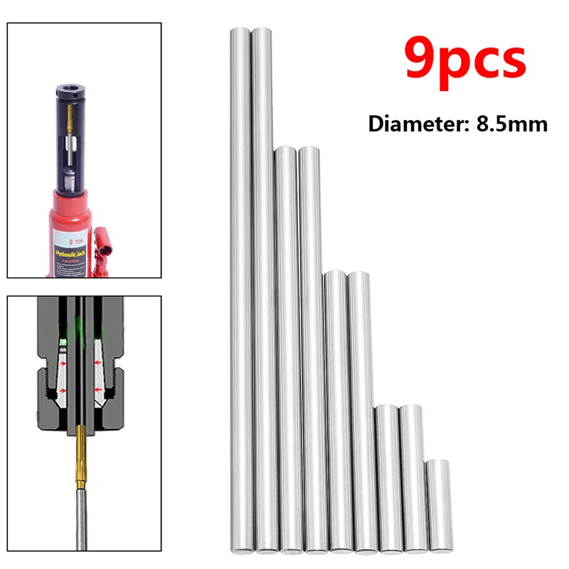 9pcs 8.5mm Ejector Pins Set For Push Drill Buttons High Hardness Full Specifications Steel Reamer Kits Machine Tools Accessories