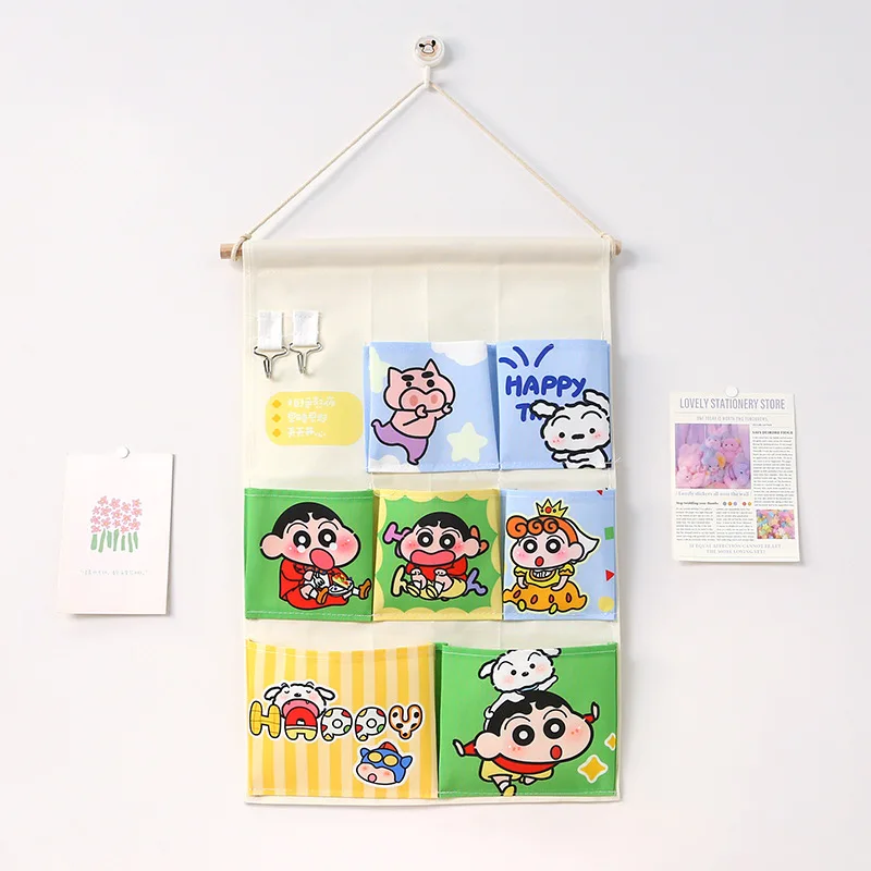 

Kawaii Cartoon Crayon Shin Chan Cloth Storage Bag Hanging Type Anime Bedroom Desktop Storage Portable Large Capacity For Girls